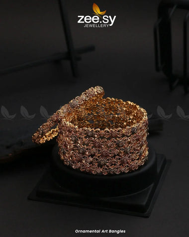 Ornamental Art Bangles Champagne Bangles - Zeesy Jewellery Pakistan | Premium Artificial & Imitation Jewellery