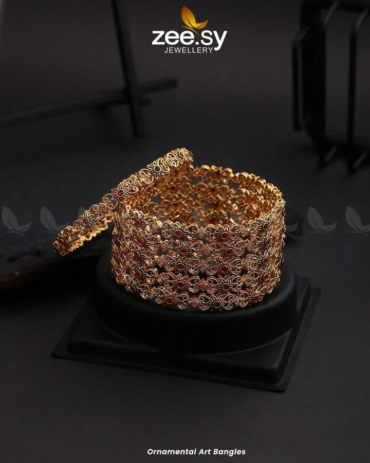 Ornamental Art Bangles Red Bangles - Zeesy Jewellery Pakistan | Premium Artificial & Imitation Jewellery