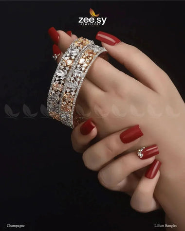 Lilium Bangles Champagne BANGLES - Zeesy Jewellery Pakistan | Premium Artificial & Imitation Jewellery