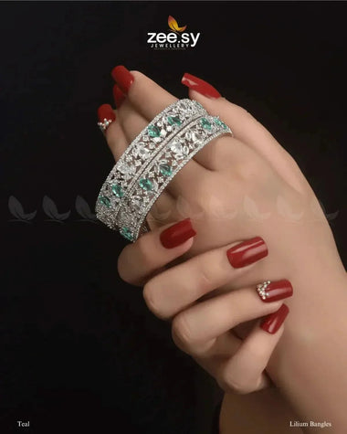 Lilium Bangles Teal BANGLES - Zeesy Jewellery Pakistan | Premium Artificial & Imitation Jewellery