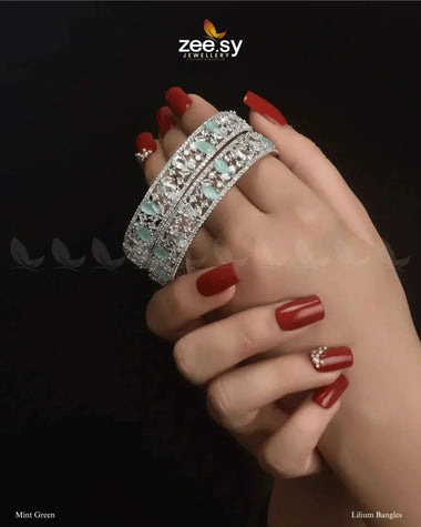 Lilium Bangles Mint Green BANGLES - Zeesy Jewellery Pakistan | Premium Artificial & Imitation Jewellery