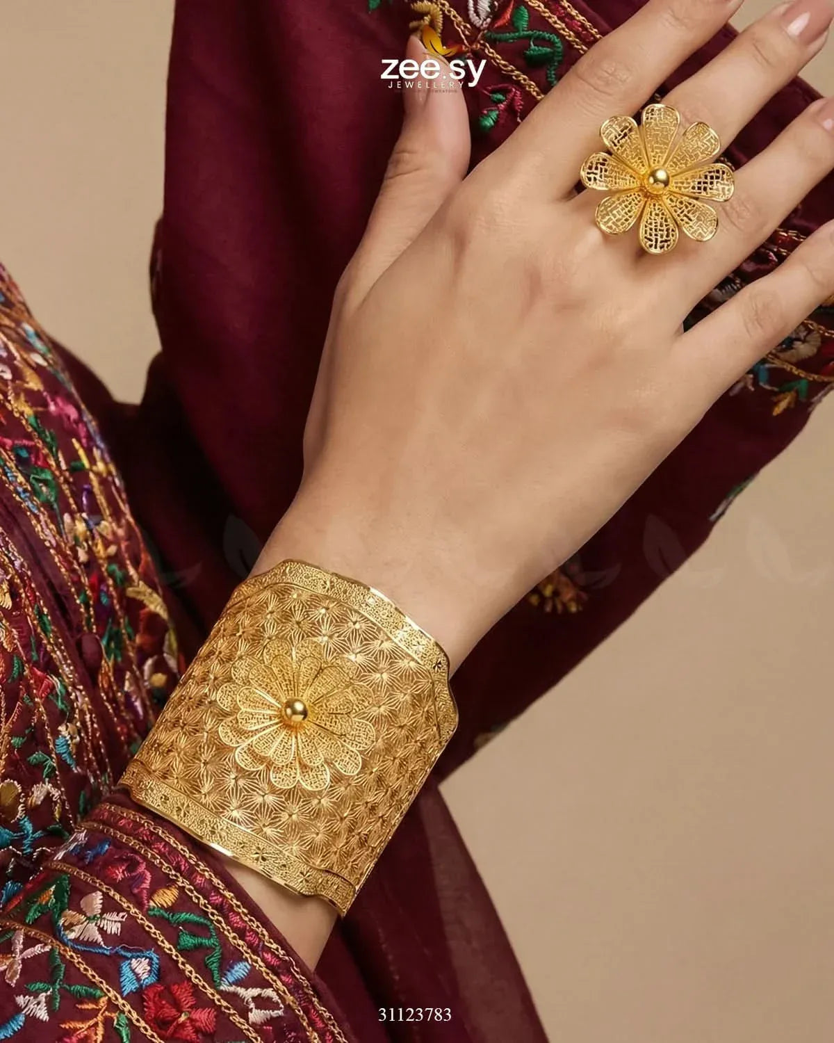 Handcrafted Floral Jali Bangle Set BANGLES - Zeesy Jewellery Pakistan | Premium Artificial & Imitation Jewellery