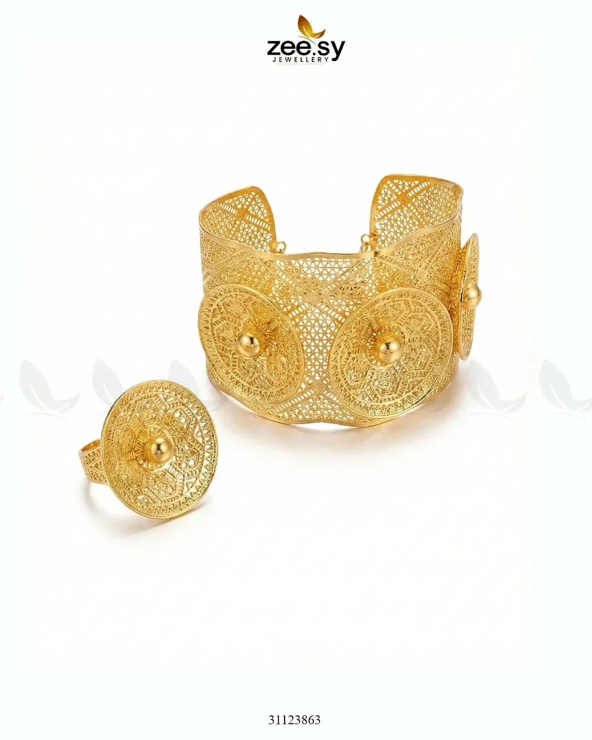 Sculpted Botanical Baai Bangle Ring Set BANGLES - Zeesy Jewellery Pakistan | Premium Artificial & Imitation Jewellery