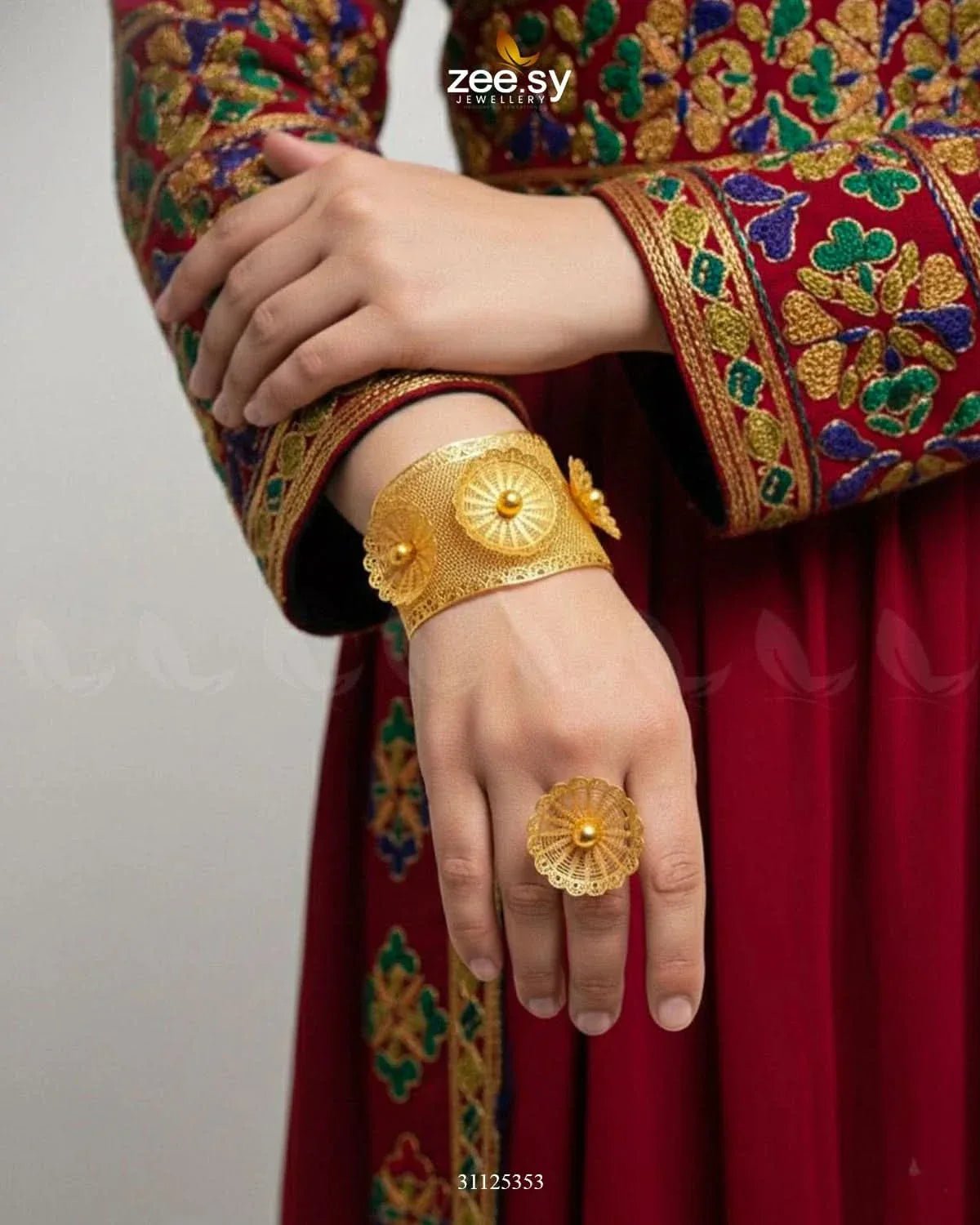 Sultanate Sunburst Filigree Bangle Ring Set BANGLES - Zeesy Jewellery Pakistan | Premium Artificial & Imitation Jewellery