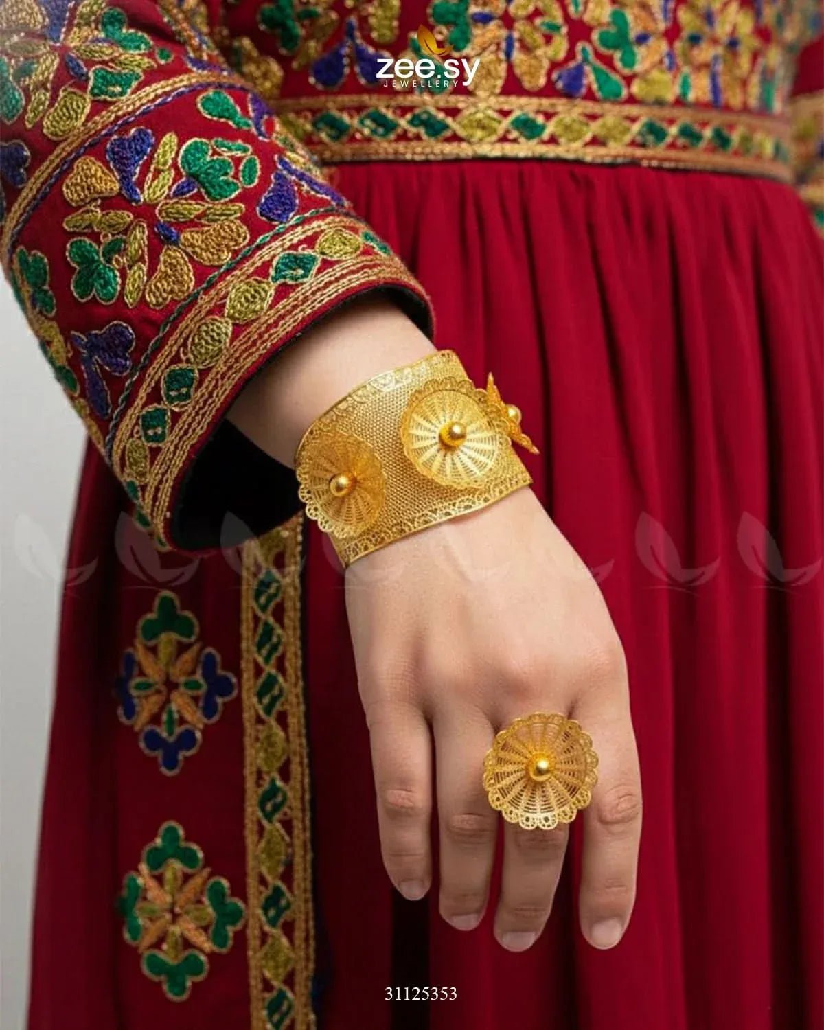 Sultanate Sunburst Filigree Bangle Ring Set BANGLES - Zeesy Jewellery Pakistan | Premium Artificial & Imitation Jewellery