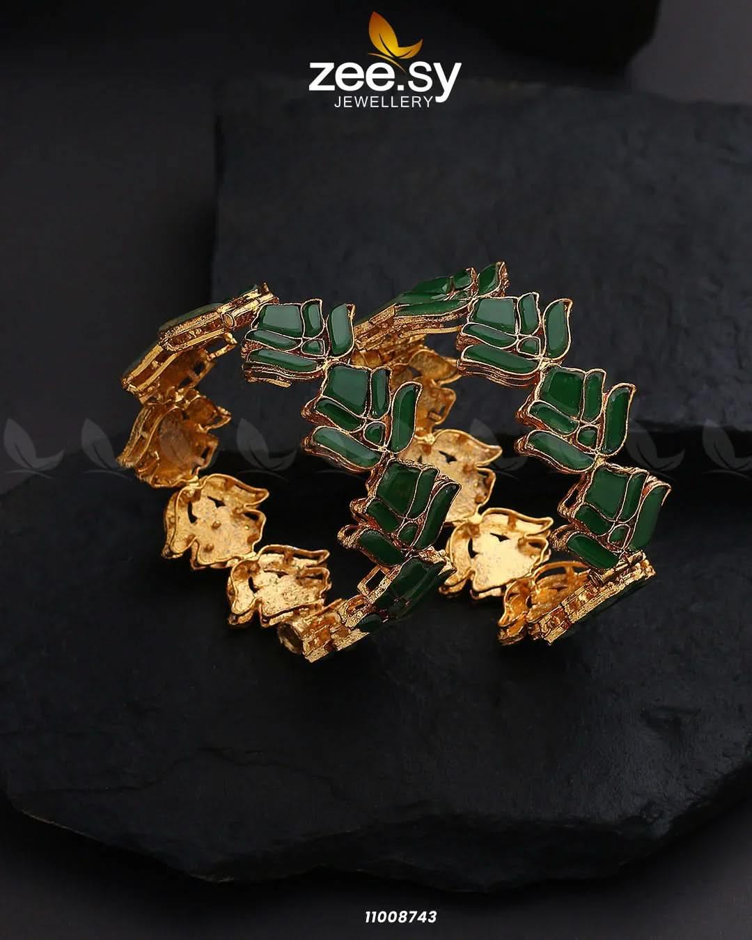 BANGLES-0535 Green Bangles - Zeesy Jewellery Pakistan
