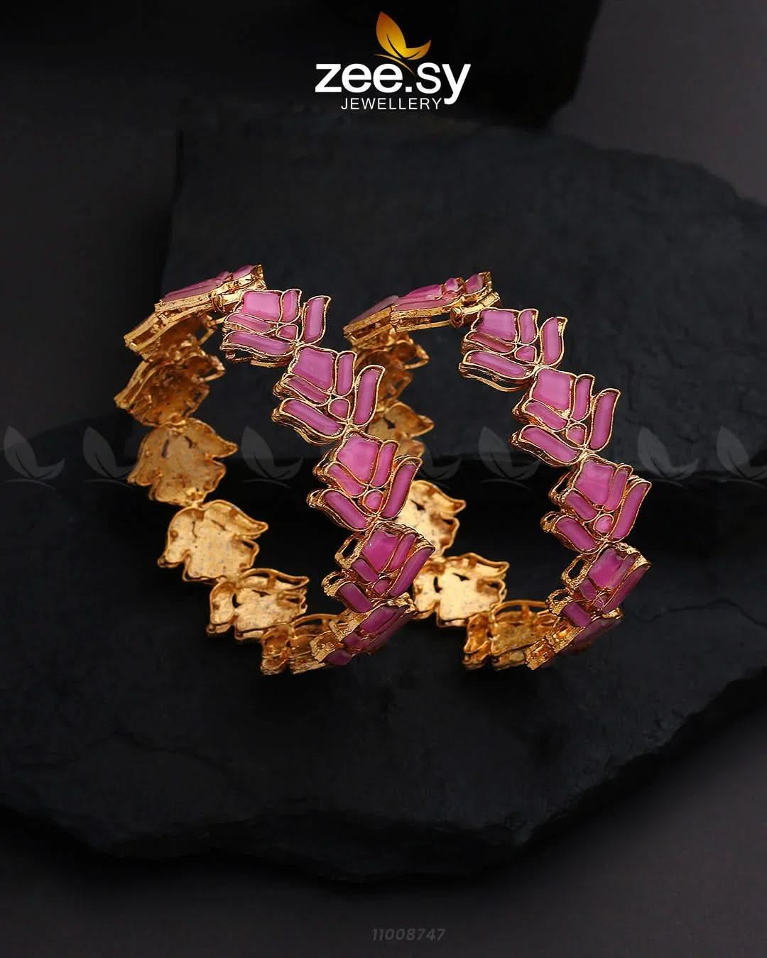 BANGLES-0535 Mint Pink Bangles - Zeesy Jewellery Pakistan