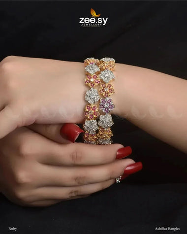 Achillea Bangles Fuchsia BANGLES - Zeesy Jewellery Pakistan | Premium Artificial & Imitation Jewellery