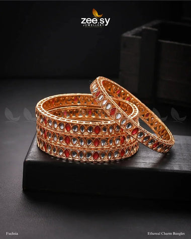Ethereal Charm Bangles Fuchsia Bangles - Zeesy Jewellery Pakistan | Premium Artificial & Imitation Jewellery