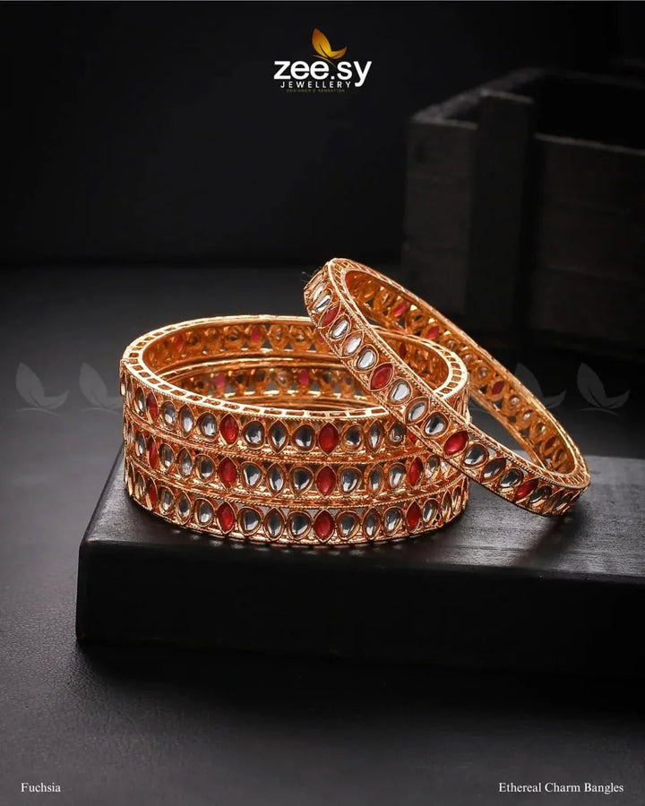 Ethereal Charm Bangles Fuchsia Bangles - Zeesy Jewellery Pakistan | Premium Artificial & Imitation Jewellery