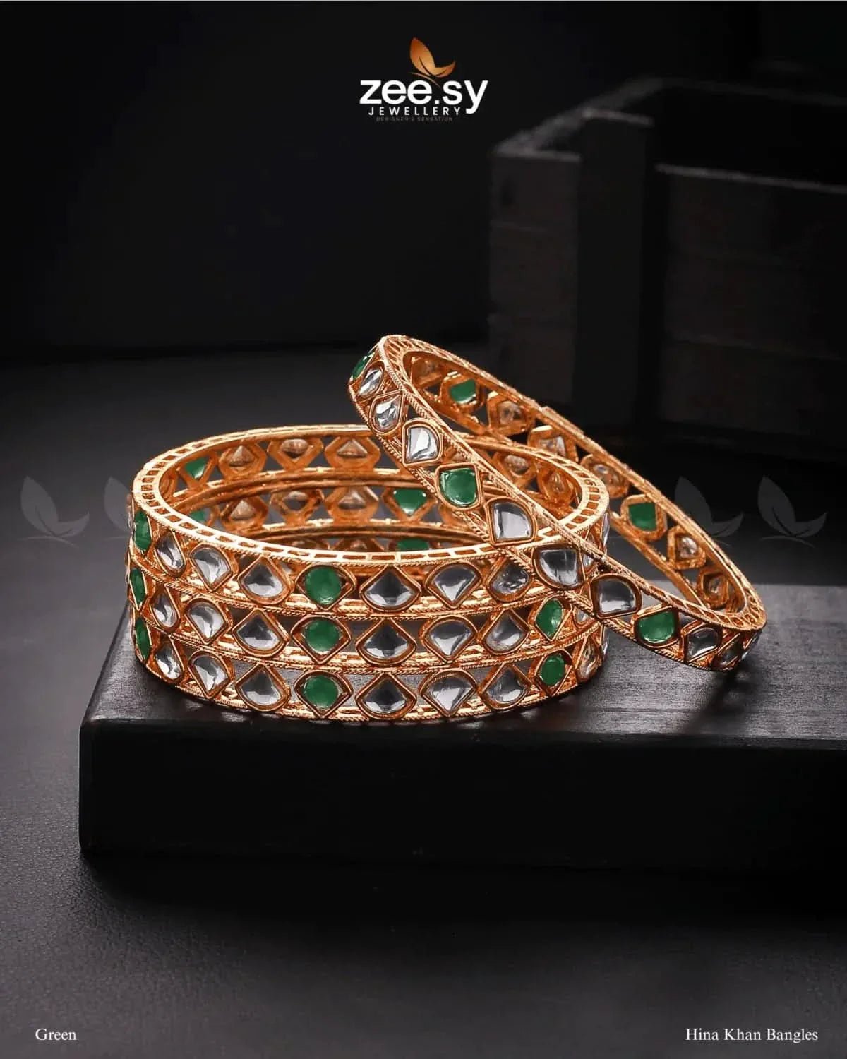 Hina Khan Bangles Green Bangles - Zeesy Jewellery Pakistan | Premium Artificial & Imitation Jewellery