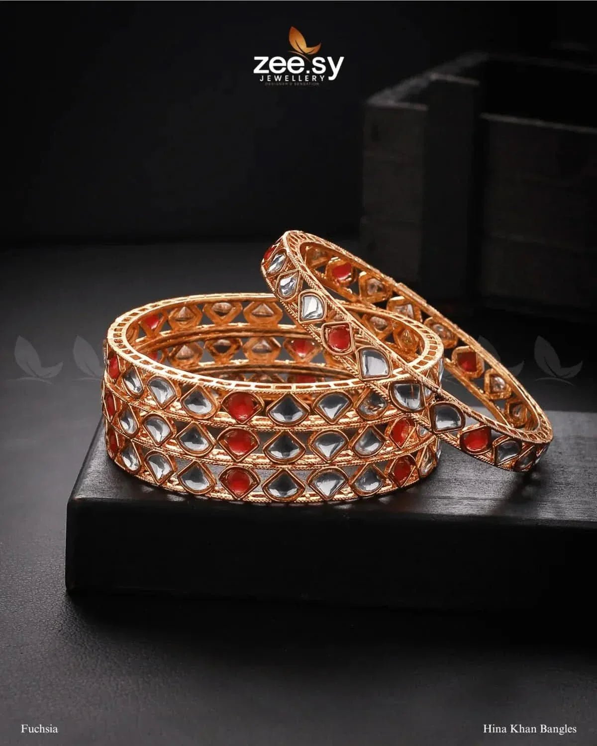 Hina Khan Bangles Fuchsia Bangles - Zeesy Jewellery Pakistan | Premium Artificial & Imitation Jewellery