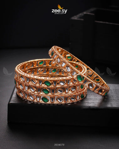 Rihanna Bangles Green 2*4 Bangles - Zeesy Jewellery Pakistan | Premium Artificial & Imitation Jewellery