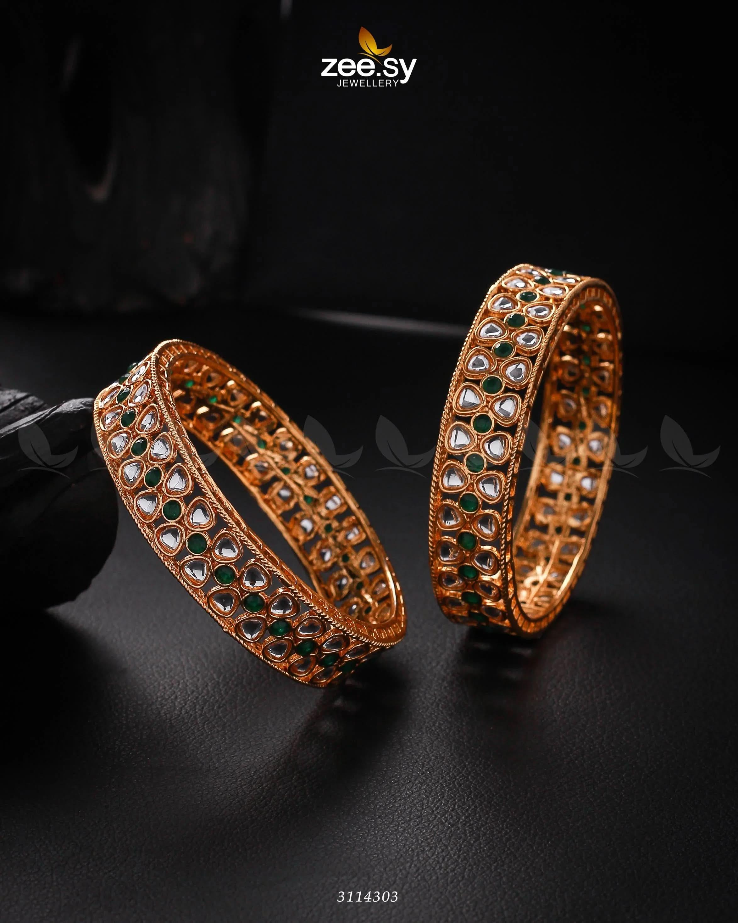 Selena Bangles Green 2*8 Bangles - Zeesy Jewellery Pakistan | Premium Artificial & Imitation Jewellery