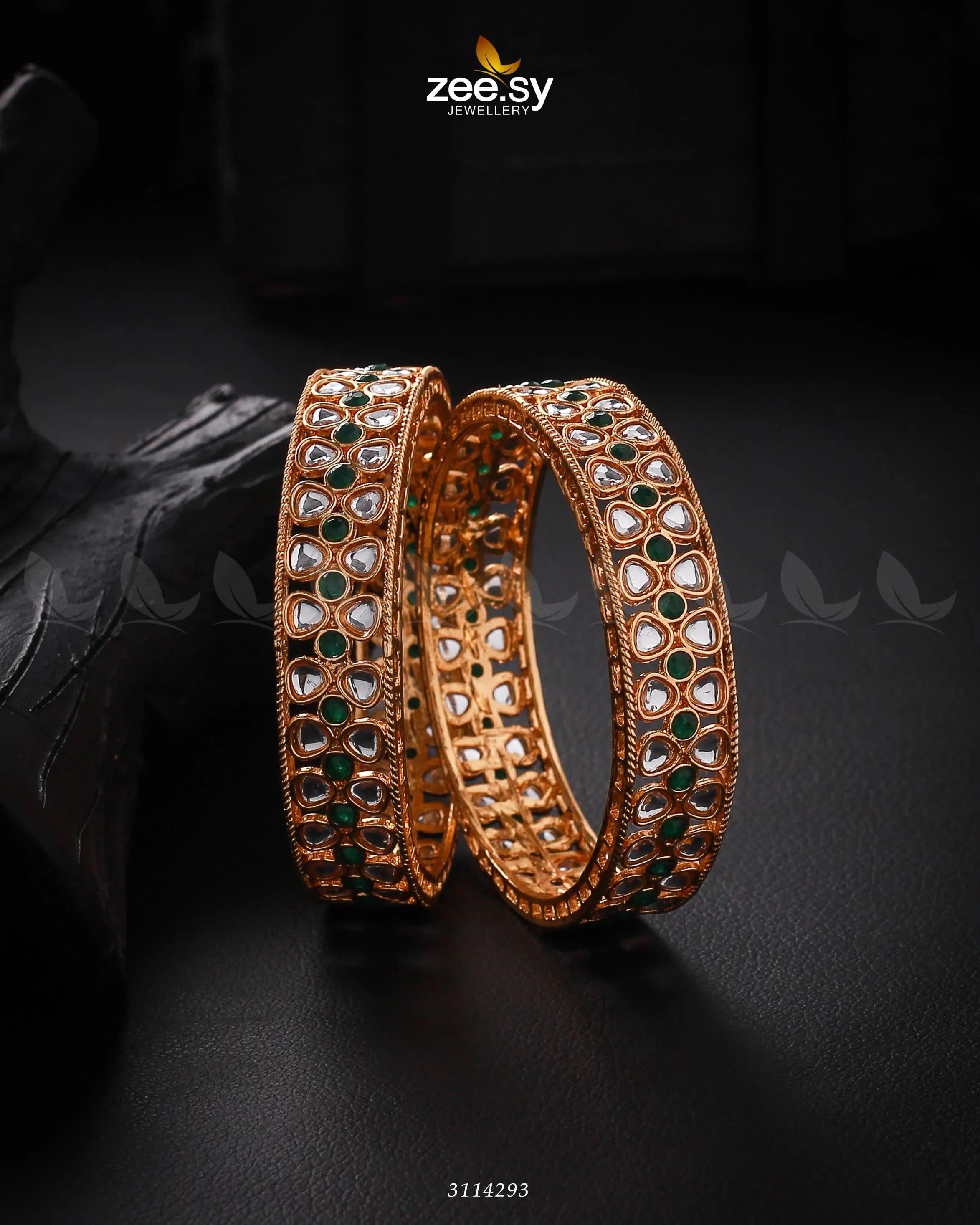 Selena Bangles Green 2*6 Bangles - Zeesy Jewellery Pakistan | Premium Artificial & Imitation Jewellery