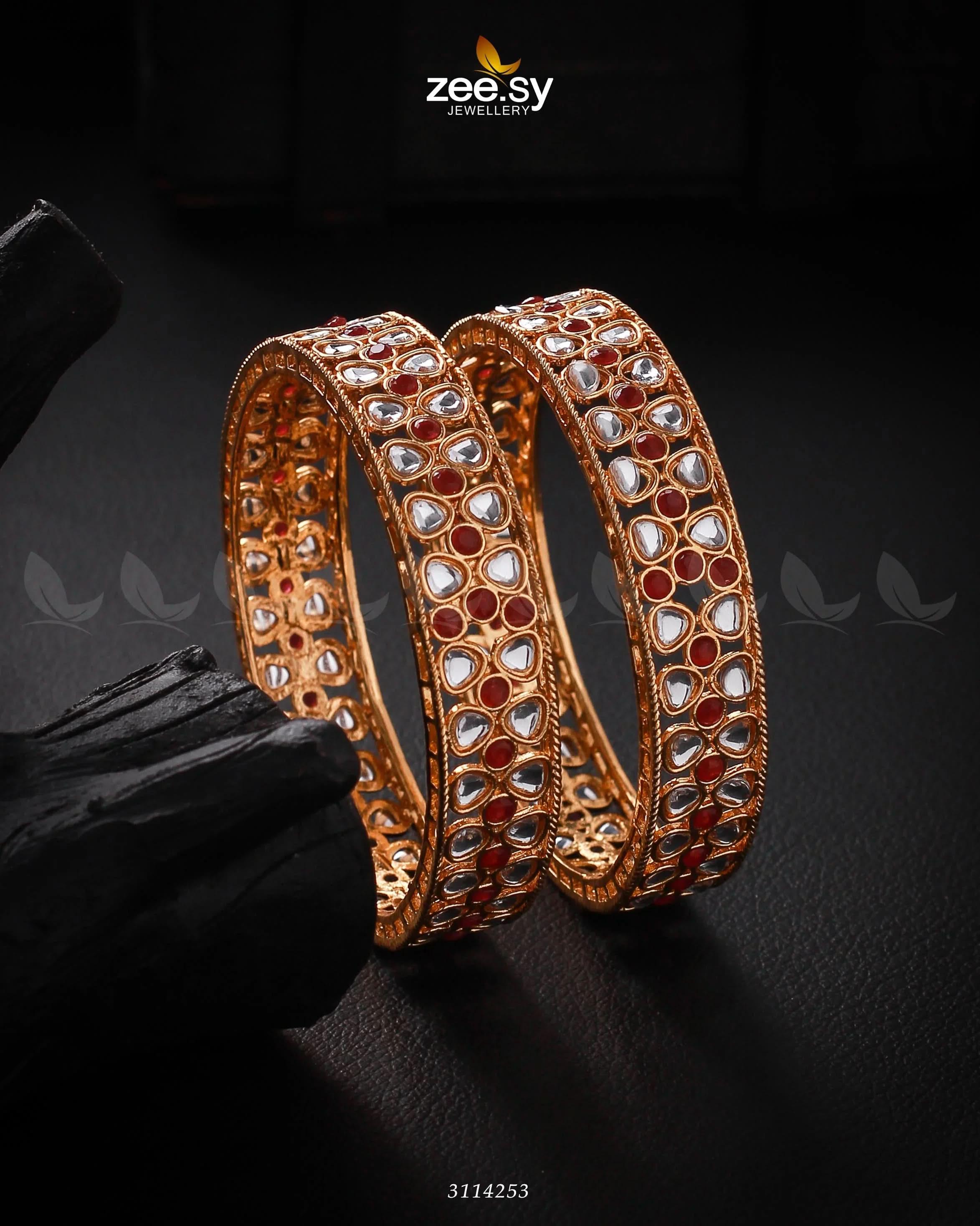 Selena Bangles Fuchsia 2*4 Bangles - Zeesy Jewellery Pakistan | Premium Artificial & Imitation Jewellery