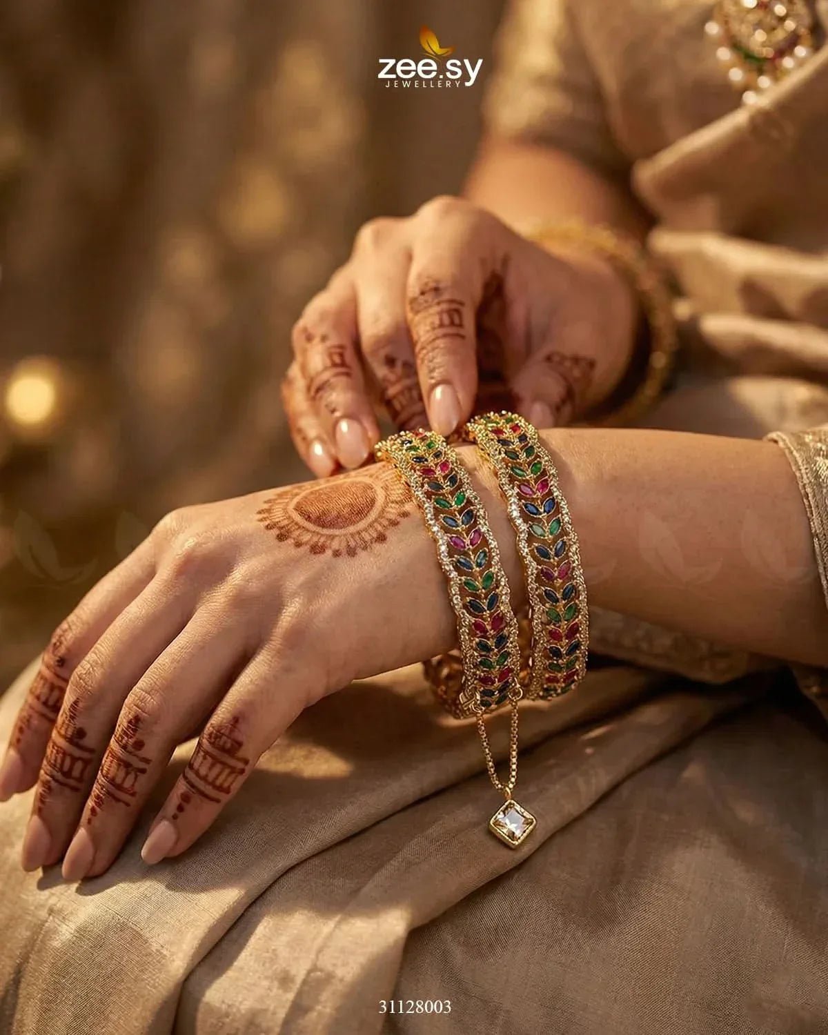 Leaf Vine Gems Stone Bangles BANGLES - Zeesy Jewellery Pakistan | Premium Artificial & Imitation Jewellery