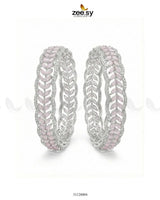Leaf Vine Gems Stone Bangles Silver White BANGLES - Zeesy Jewellery Pakistan | Premium Artificial & Imitation Jewellery