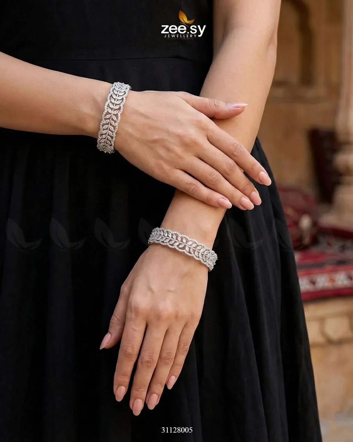 Leaf Vine Gems Stone Bangles BANGLES - Zeesy Jewellery Pakistan | Premium Artificial & Imitation Jewellery