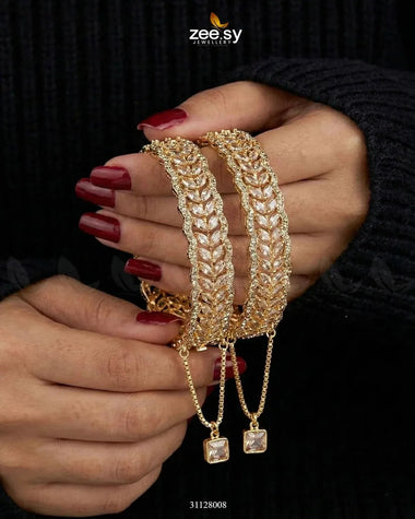 Leaf Vine Gems Stone Bangles BANGLES - Zeesy Jewellery Pakistan | Premium Artificial & Imitation Jewellery