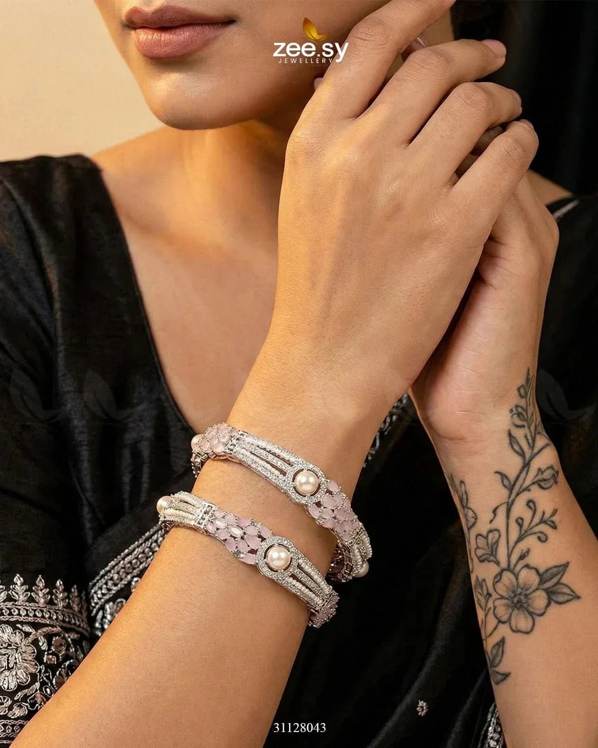 Royal Neel Cluster Pave Bangles BANGLES - Zeesy Jewellery Pakistan | Premium Artificial & Imitation Jewellery