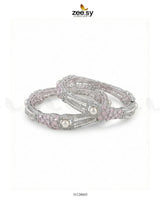 Royal Neel Cluster Pave Bangles Silver Mint Pink BANGLES - Zeesy Jewellery Pakistan | Premium Artificial & Imitation Jewellery