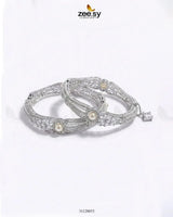 Royal Neel Cluster Pave Bangles Silver White BANGLES - Zeesy Jewellery Pakistan | Premium Artificial & Imitation Jewellery