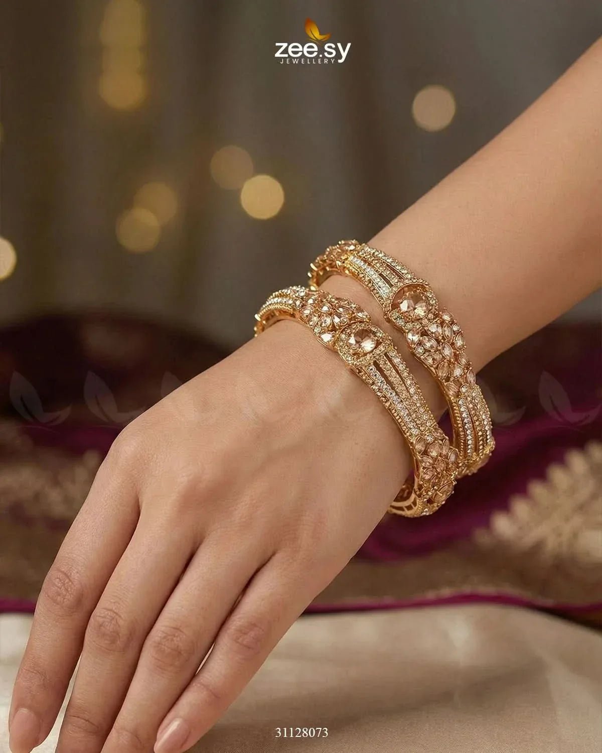 Royal Neel Cluster Pave Bangles BANGLES - Zeesy Jewellery Pakistan | Premium Artificial & Imitation Jewellery