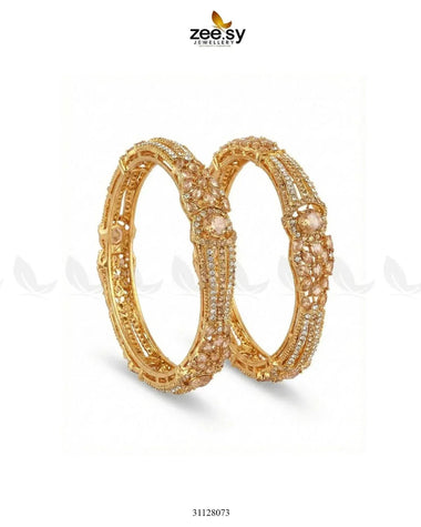Royal Neel Cluster Pave Bangles Golden Champagne BANGLES - Zeesy Jewellery Pakistan | Premium Artificial & Imitation Jewellery