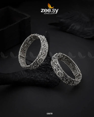 Hyderabadi kara Bangles Silver Pearl Bangles - Zeesy Jewellery Pakistan | Premium Artificial & Imitation Jewellery