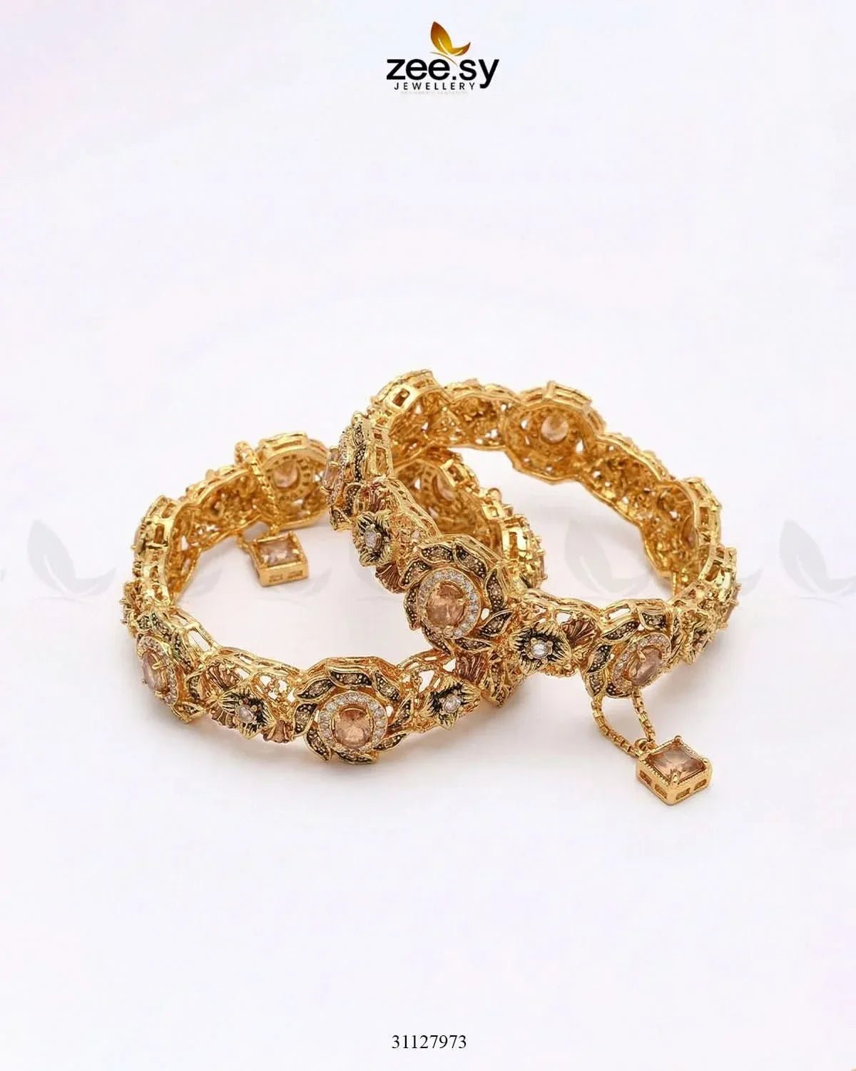 Exquisite Noori Glitz Bangles Champagne BANGLES - Zeesy Jewellery Pakistan | Premium Artificial & Imitation Jewellery
