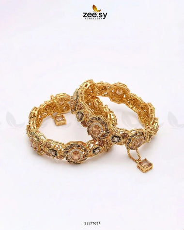 Exquisite Noori Glitz Bangles Champagne BANGLES - Zeesy Jewellery Pakistan | Premium Artificial & Imitation Jewellery