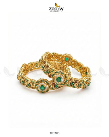 Exquisite Noori Glitz Bangles Green BANGLES - Zeesy Jewellery Pakistan | Premium Artificial & Imitation Jewellery