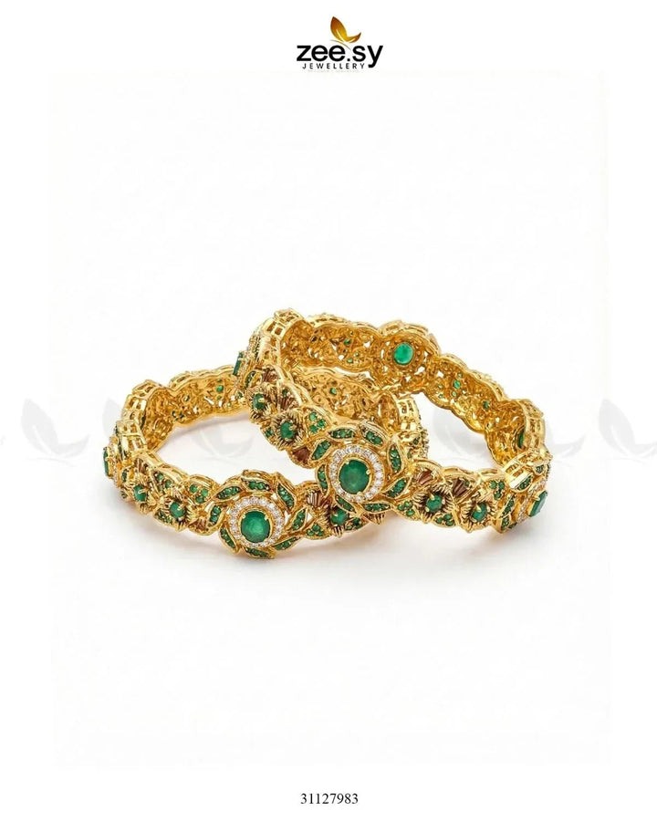 Exquisite Noori Glitz Bangles Green BANGLES - Zeesy Jewellery Pakistan | Premium Artificial & Imitation Jewellery