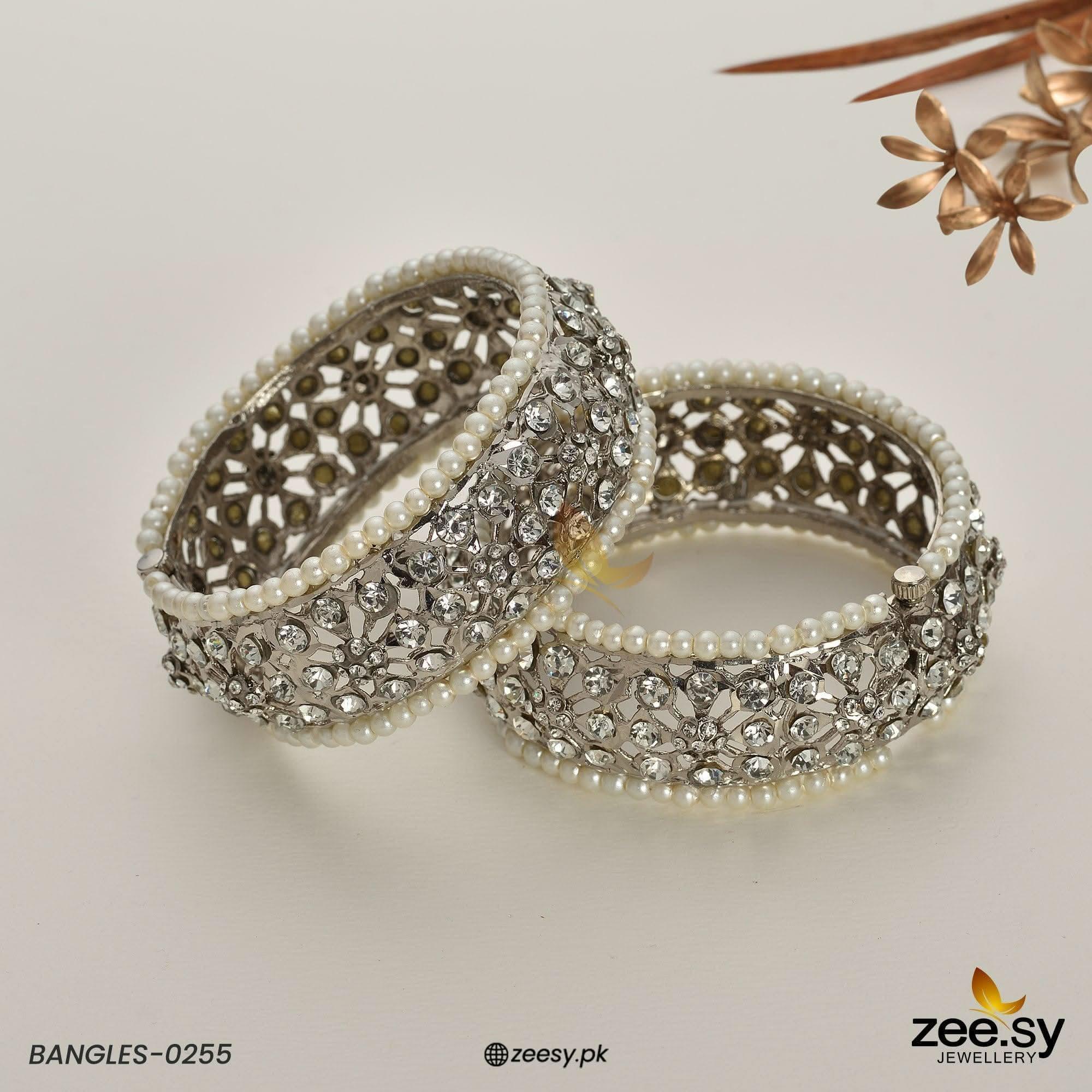 BANGLES-0255 Silver White Bangles - Zeesy Jewellery Pakistan | Premium Artificial & Imitation Jewellery