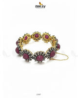 Regal Two-Tone Floral Cluster Bangle Bangles - Zeesy Jewellery Pakistan | Premium Artificial & Imitation Jewellery