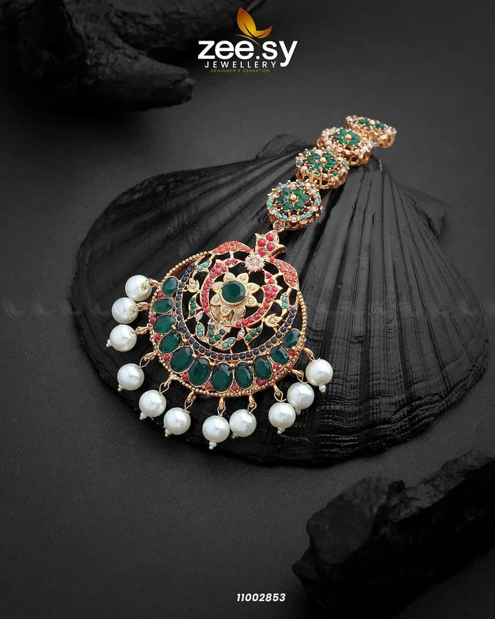 Bindiya-0113 Green Nauratan bindiya - Zeesy Jewellery Pakistan | Premium Artificial & Imitation Jewellery