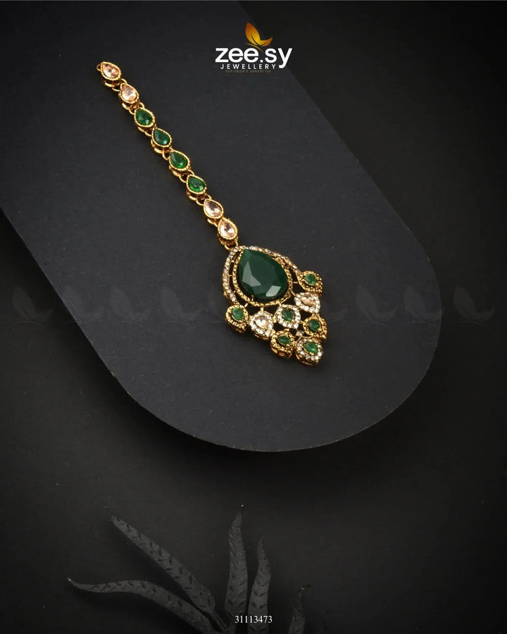 Saphira Bindiya Golden Green bindiya - Zeesy Jewellery Pakistan | Premium Artificial & Imitation Jewellery