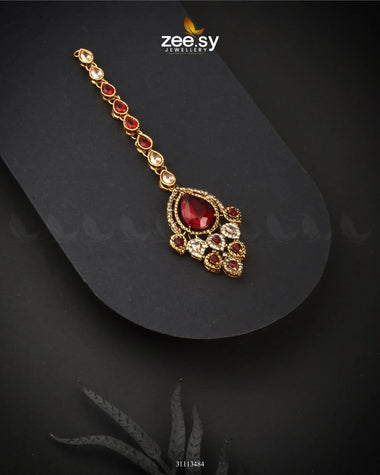 Saphira Bindiya Golden Red bindiya - Zeesy Jewellery Pakistan | Premium Artificial & Imitation Jewellery