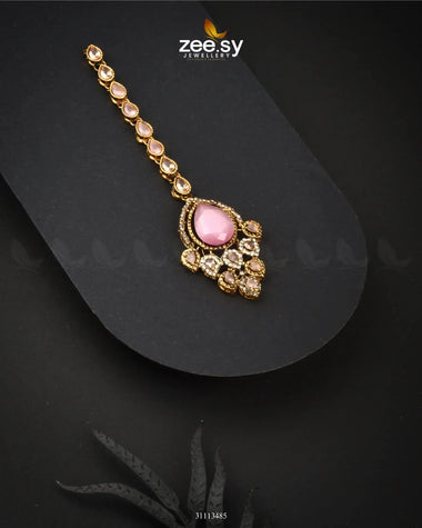 Saphira Bindiya Golden Mint Pink bindiya - Zeesy Jewellery Pakistan | Premium Artificial & Imitation Jewellery