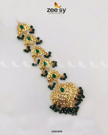 Bloom Gemstone Faux Pearl Bindiya Green bindiya - Zeesy Jewellery Pakistan | Premium Artificial & Imitation Jewellery