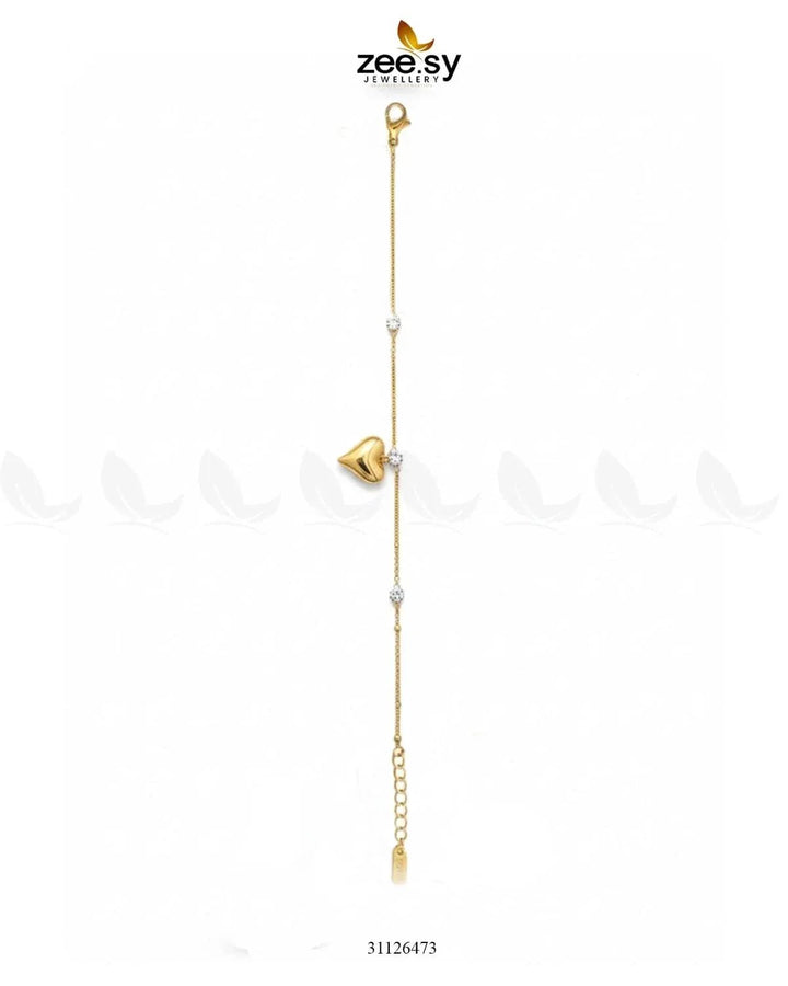 Chic Gold Tone Heart Bracelet Bracelet - Zeesy Jewellery Pakistan | Premium Artificial & Imitation Jewellery
