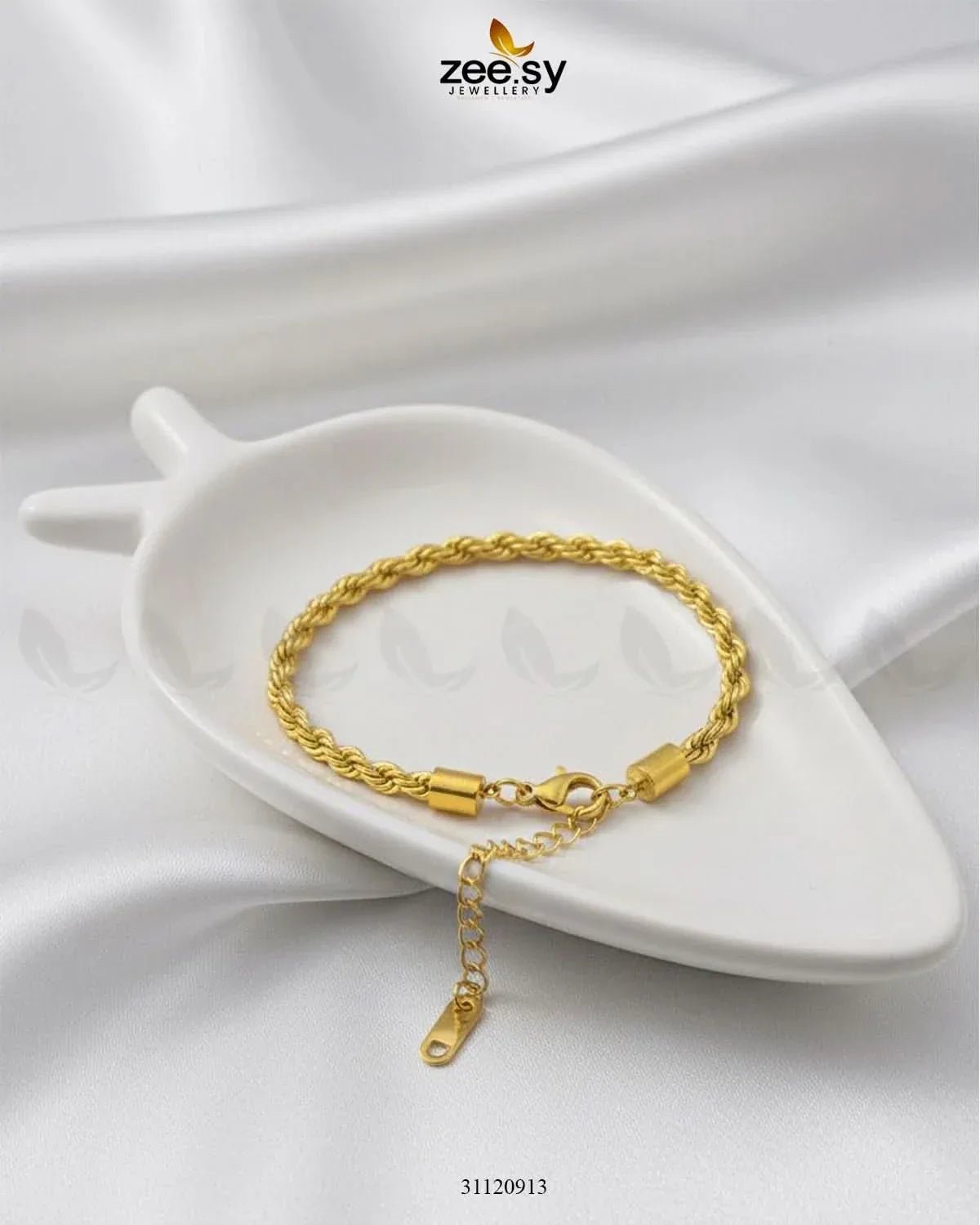 Classic Gold Twisted Rope Bracelet Bracelet - Zeesy Jewellery Pakistan | Premium Artificial & Imitation Jewellery