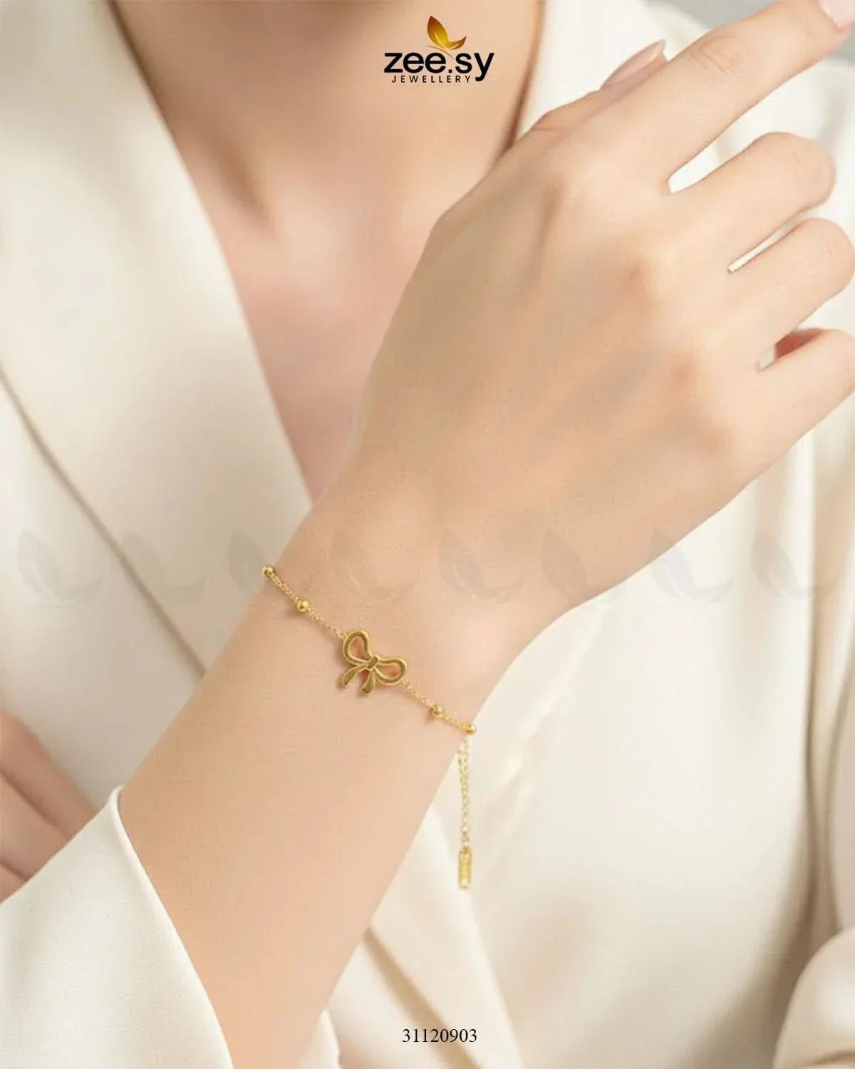 Delicate Ribbon Bow Charm Bracelet | Zeesy.pk