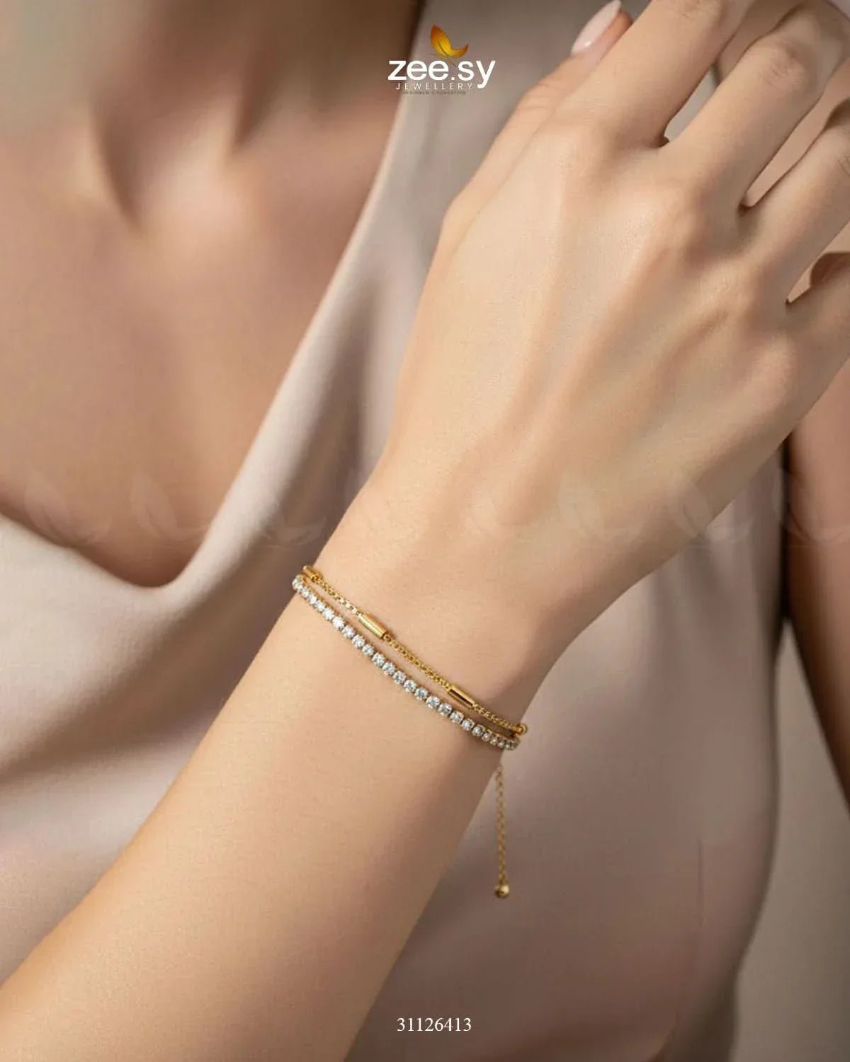 Double Charm Crystal Bracelet Bracelet - Zeesy Jewellery Pakistan | Premium Artificial & Imitation Jewellery