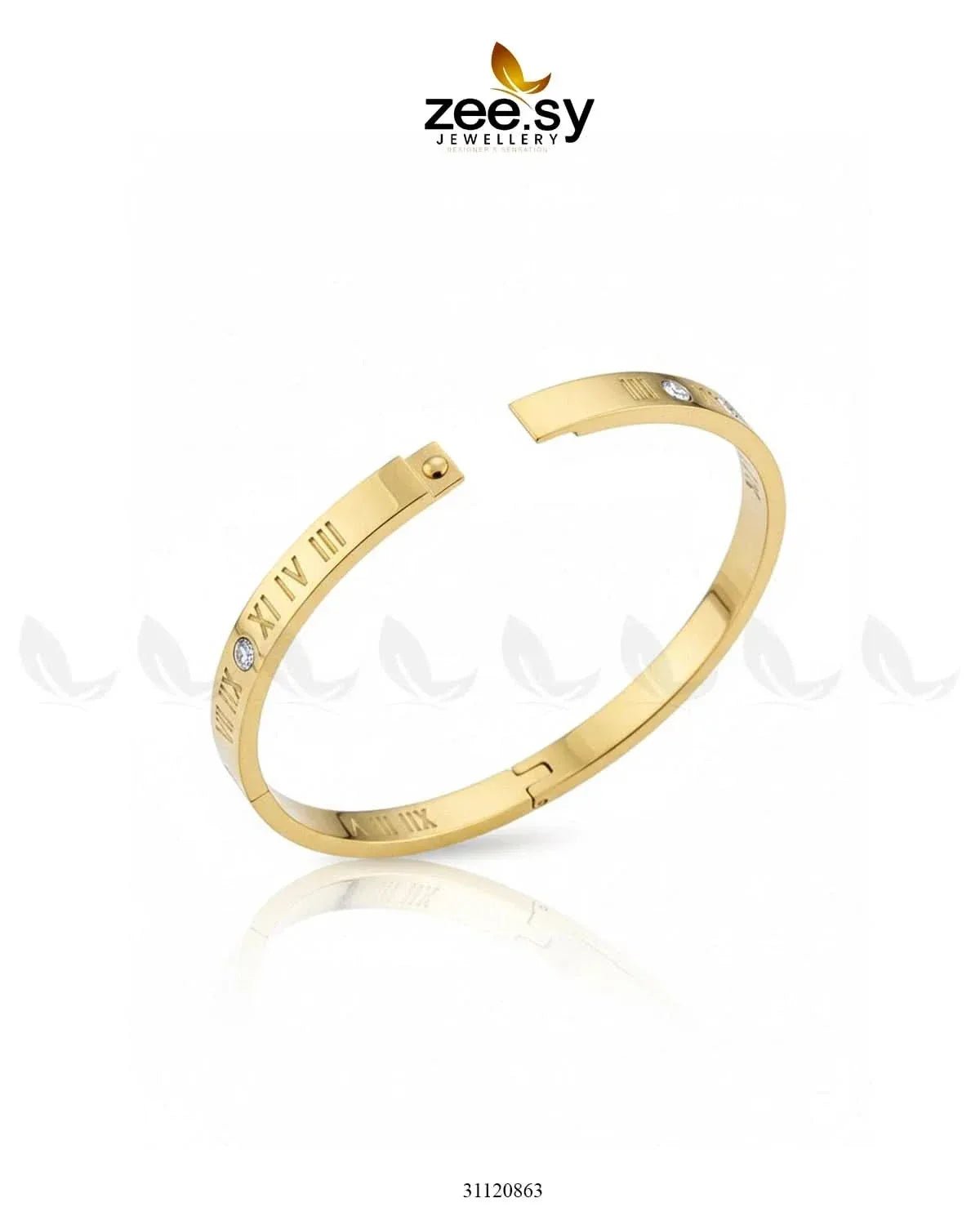 Timeless Roman Numeral Bangle Bracelet - Zeesy Jewellery Pakistan | Premium Artificial & Imitation Jewellery
