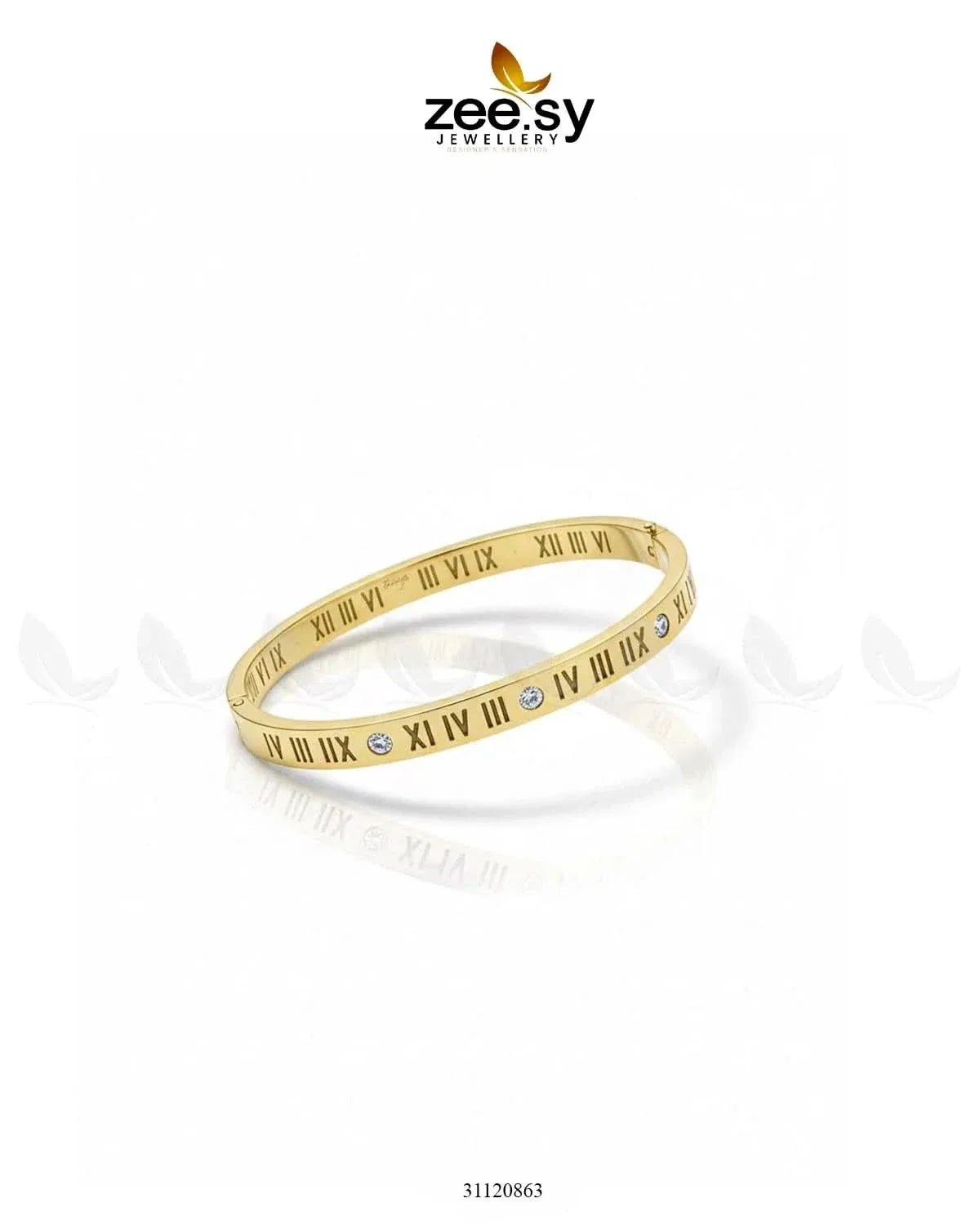 Timeless Roman Numeral Bangle Bracelet - Zeesy Jewellery Pakistan | Premium Artificial & Imitation Jewellery