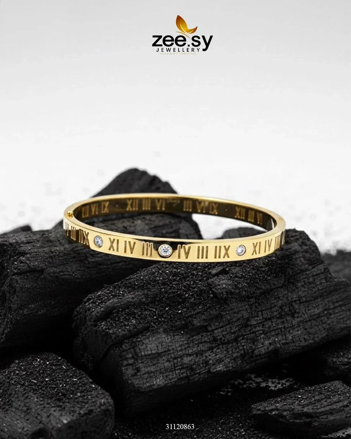 Timeless Roman Numeral Bangle Bracelet - Zeesy Jewellery Pakistan | Premium Artificial & Imitation Jewellery