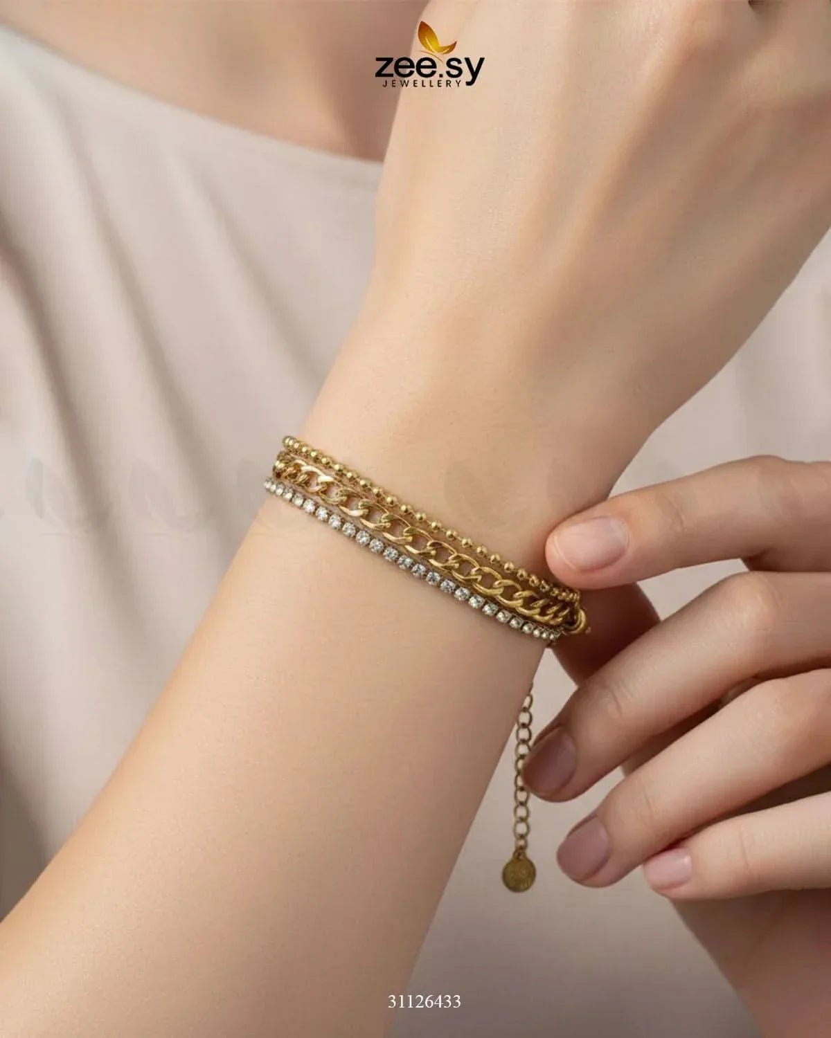 Triple Row Crystal Bracelet Bracelet - Zeesy Jewellery Pakistan | Premium Artificial & Imitation Jewellery