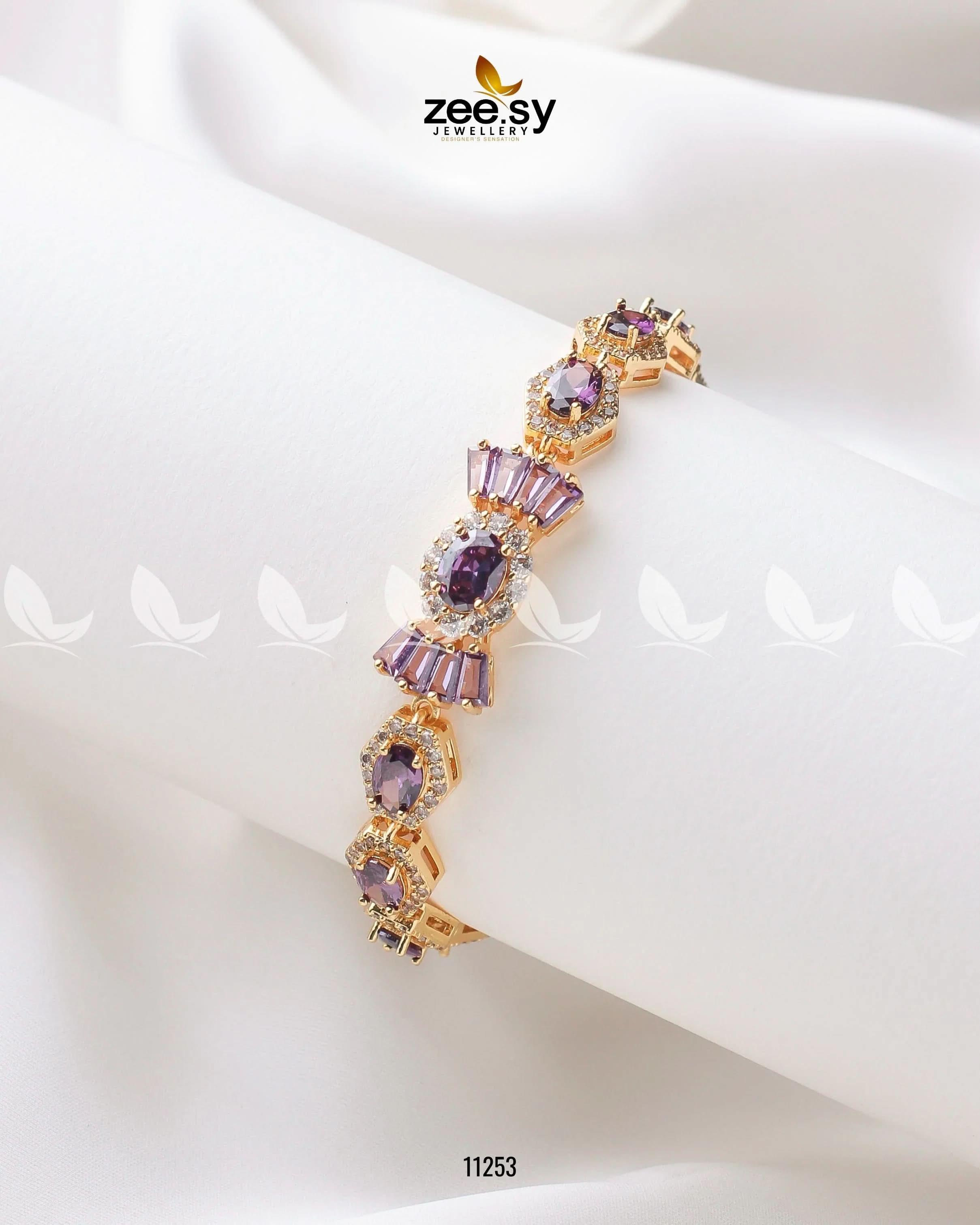 Mogra Bracelets Golden Purple Bracelet - Zeesy Jewellery Pakistan | Premium Artificial & Imitation Jewellery